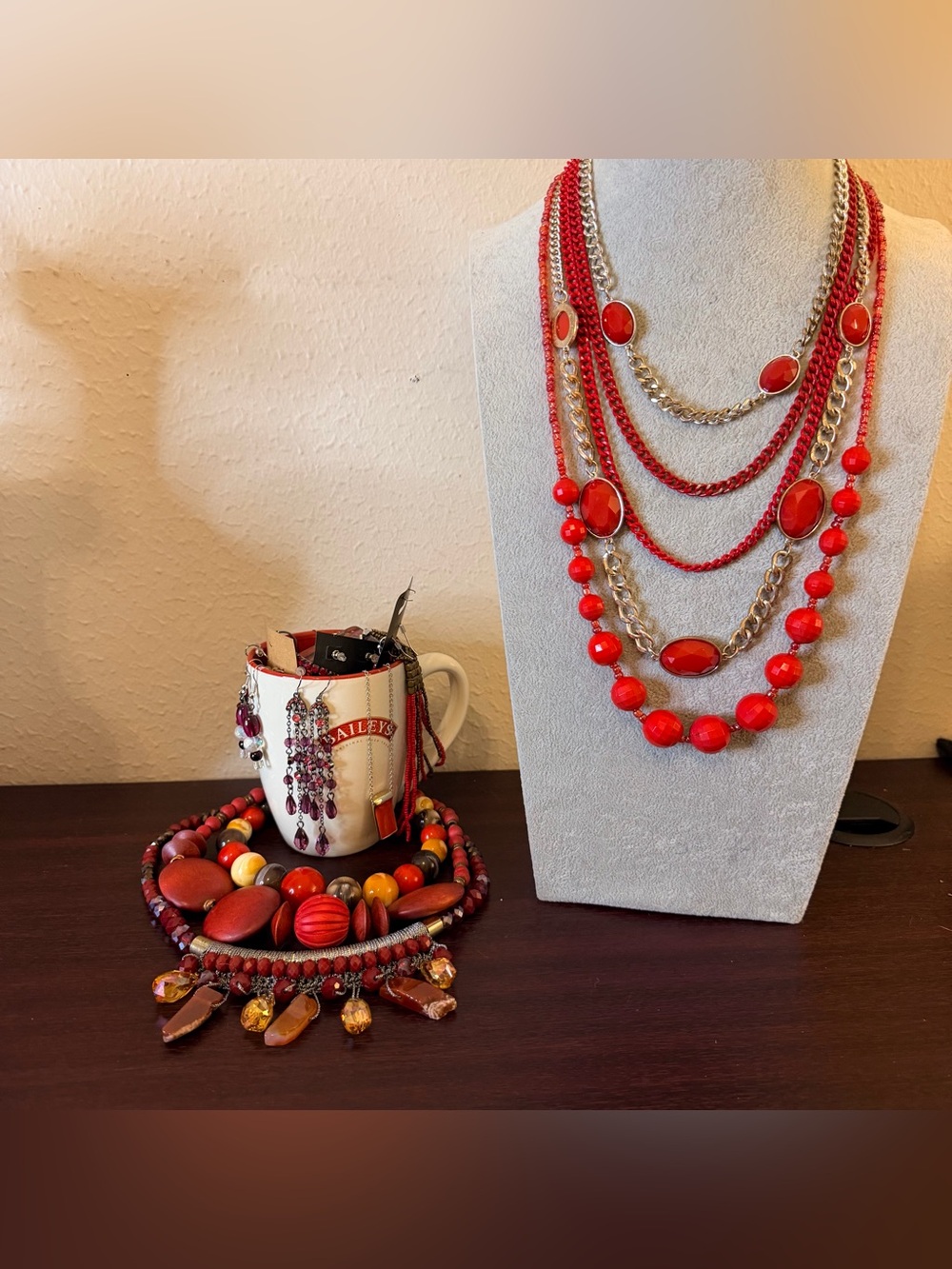 Mystery Jewelry Jar/Jewelry Bundle - Bold Red Vintage-Modern